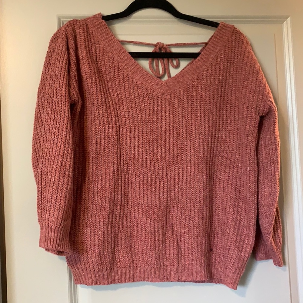 Burnt red sweater with tie back
